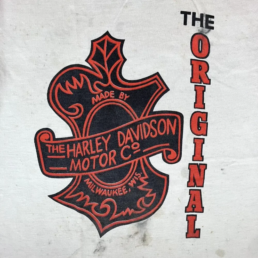 Vintage 1980s Harley Davidson Motorcycles Champion Ringer T-shirt - Picture 9 of 9